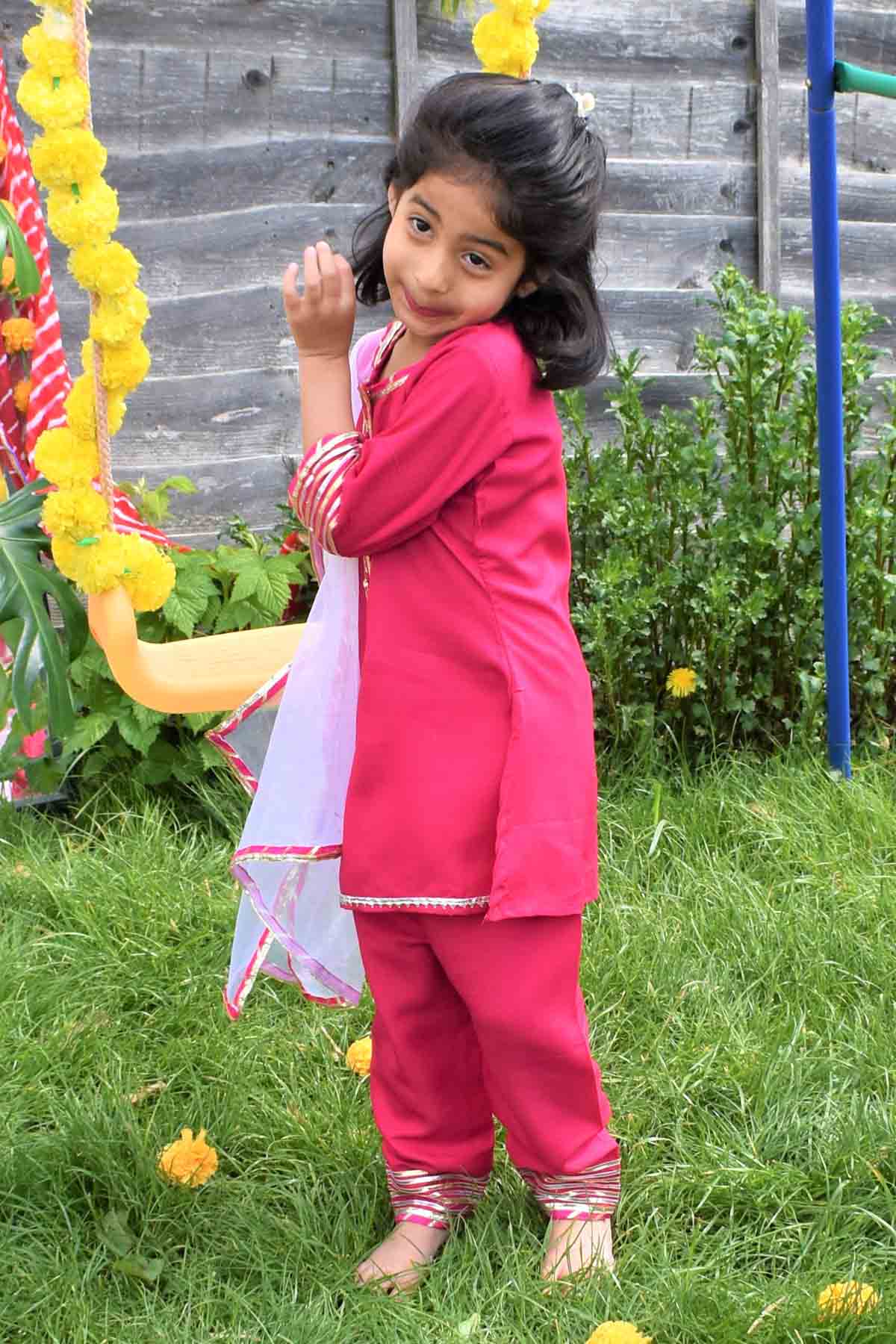 Pink Lace Embellished Kurta Set