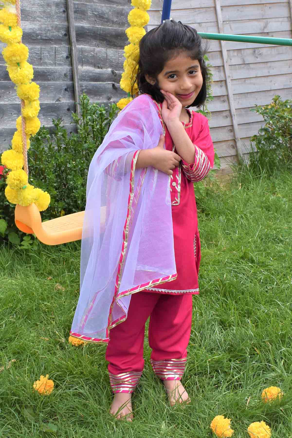 Pink Lace Embellished Kurta Set