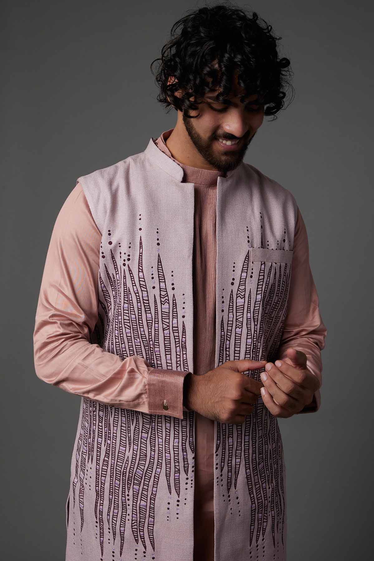 Pink Layered Kurta & Jacket Set