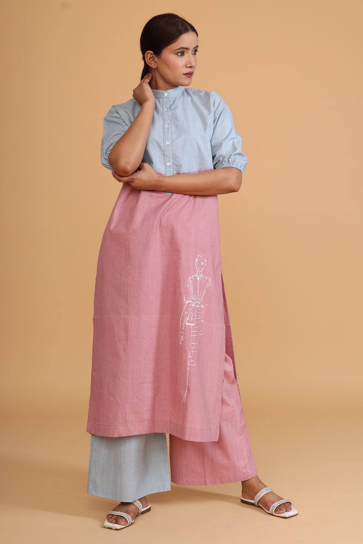 Pink Mint Double Shaded Pants