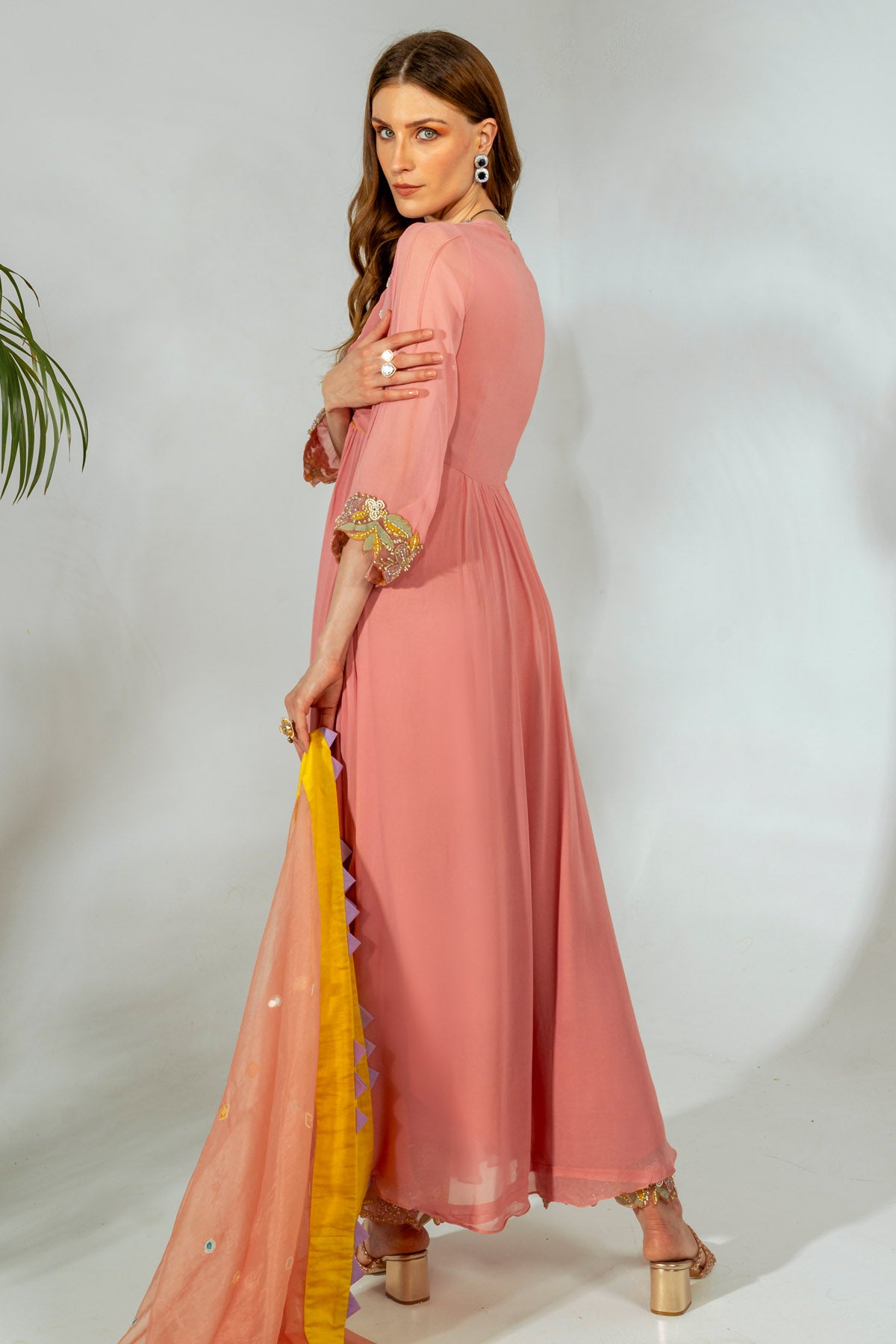 Pink Georgette Mirror Kurta Set