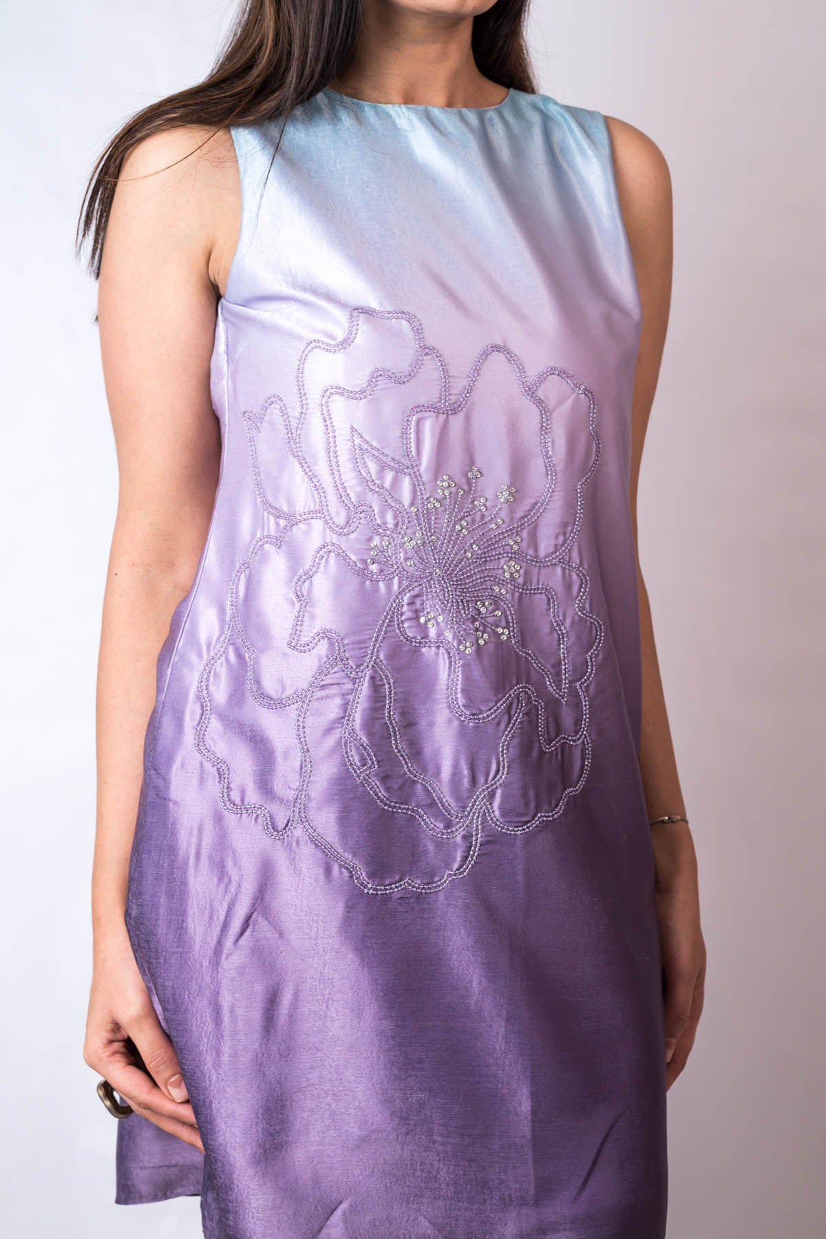 Pink Ombre Embroidered Dress