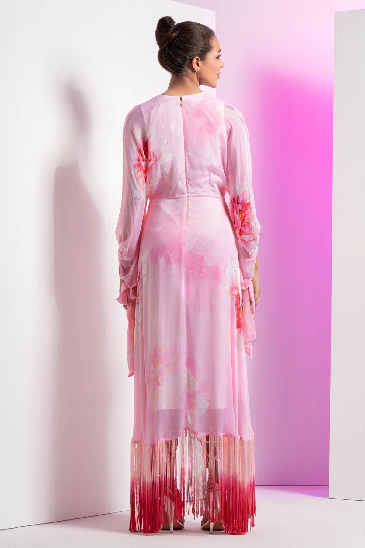 Pink Ombre Fringes Dress