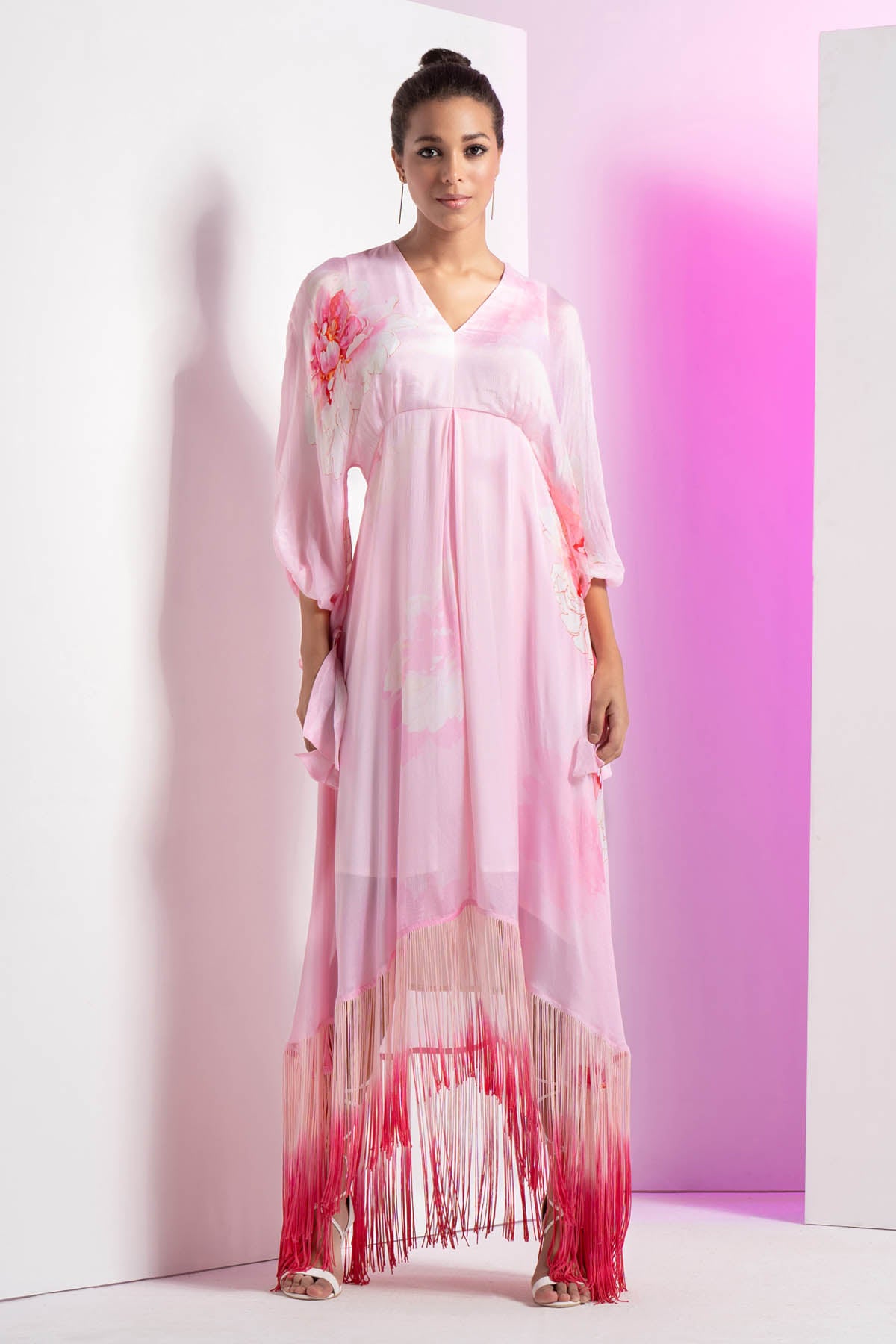 Pink Ombre Fringes Dress