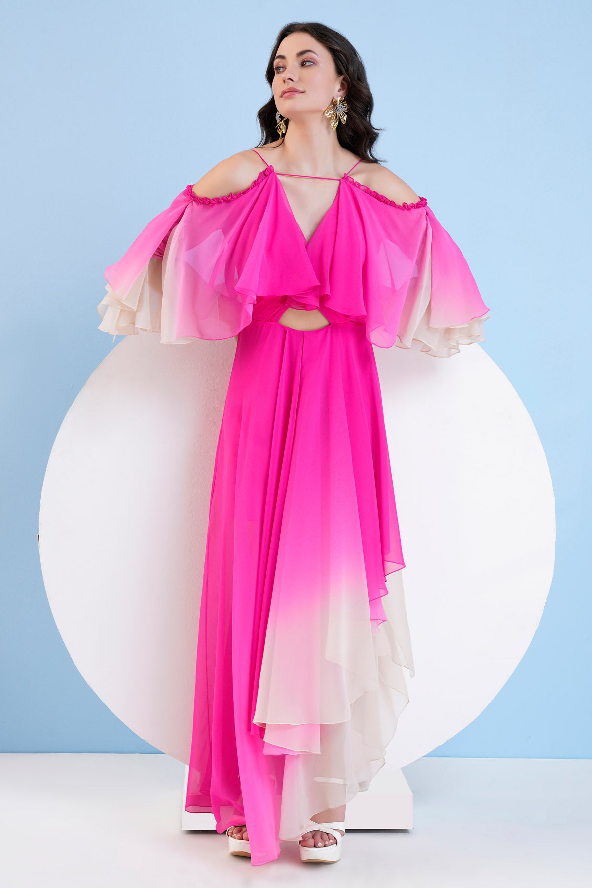 Pink Ombre High Low Dress