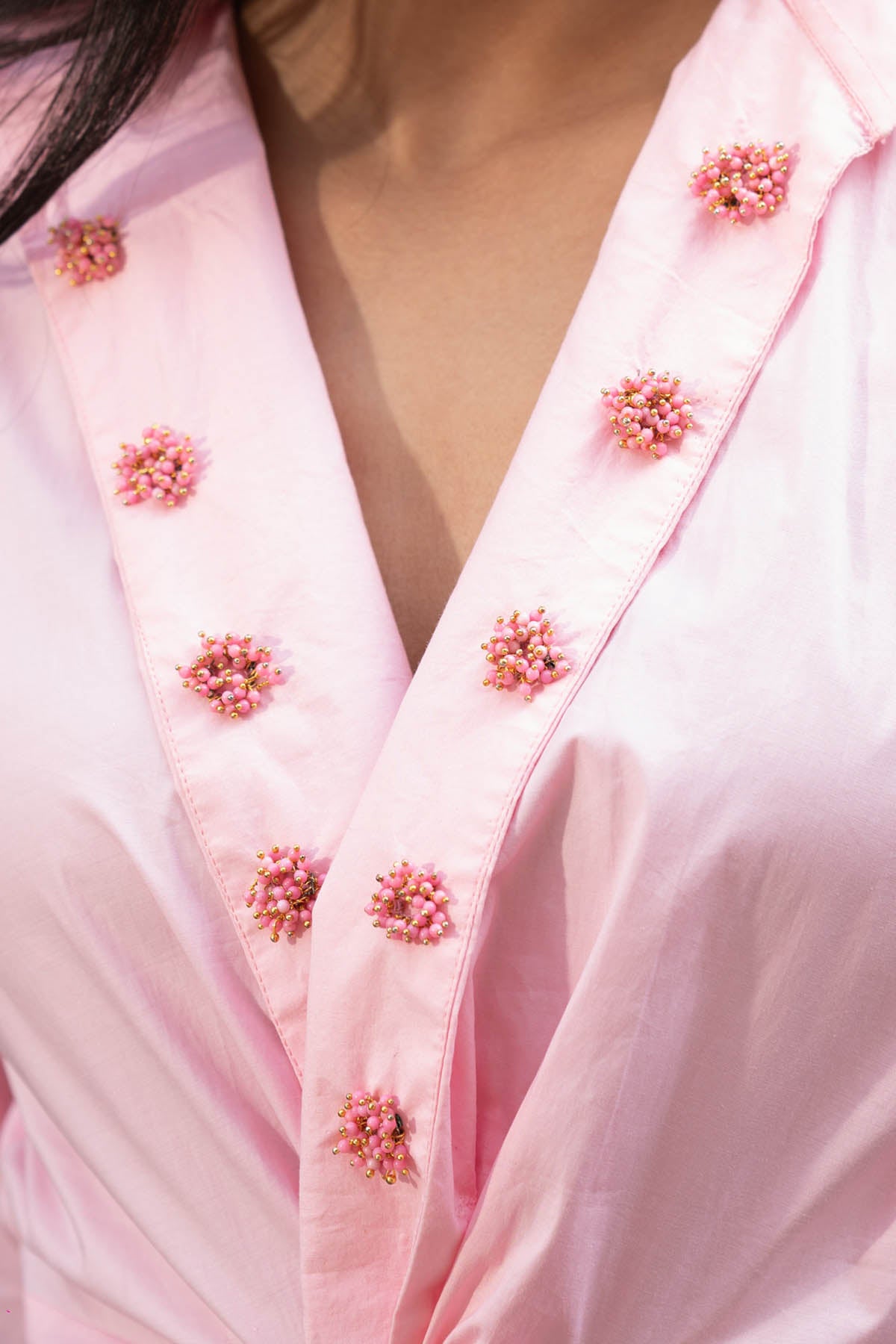 Pink Overlap Embroidered Dress