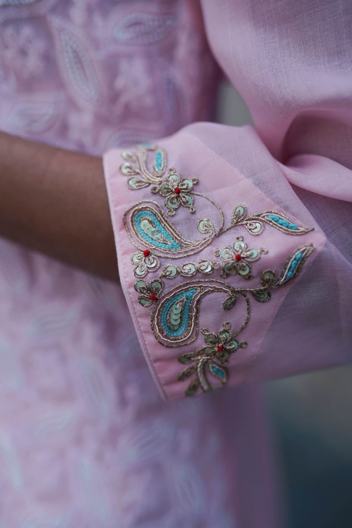 Pink Pearl Embroidered Kurti