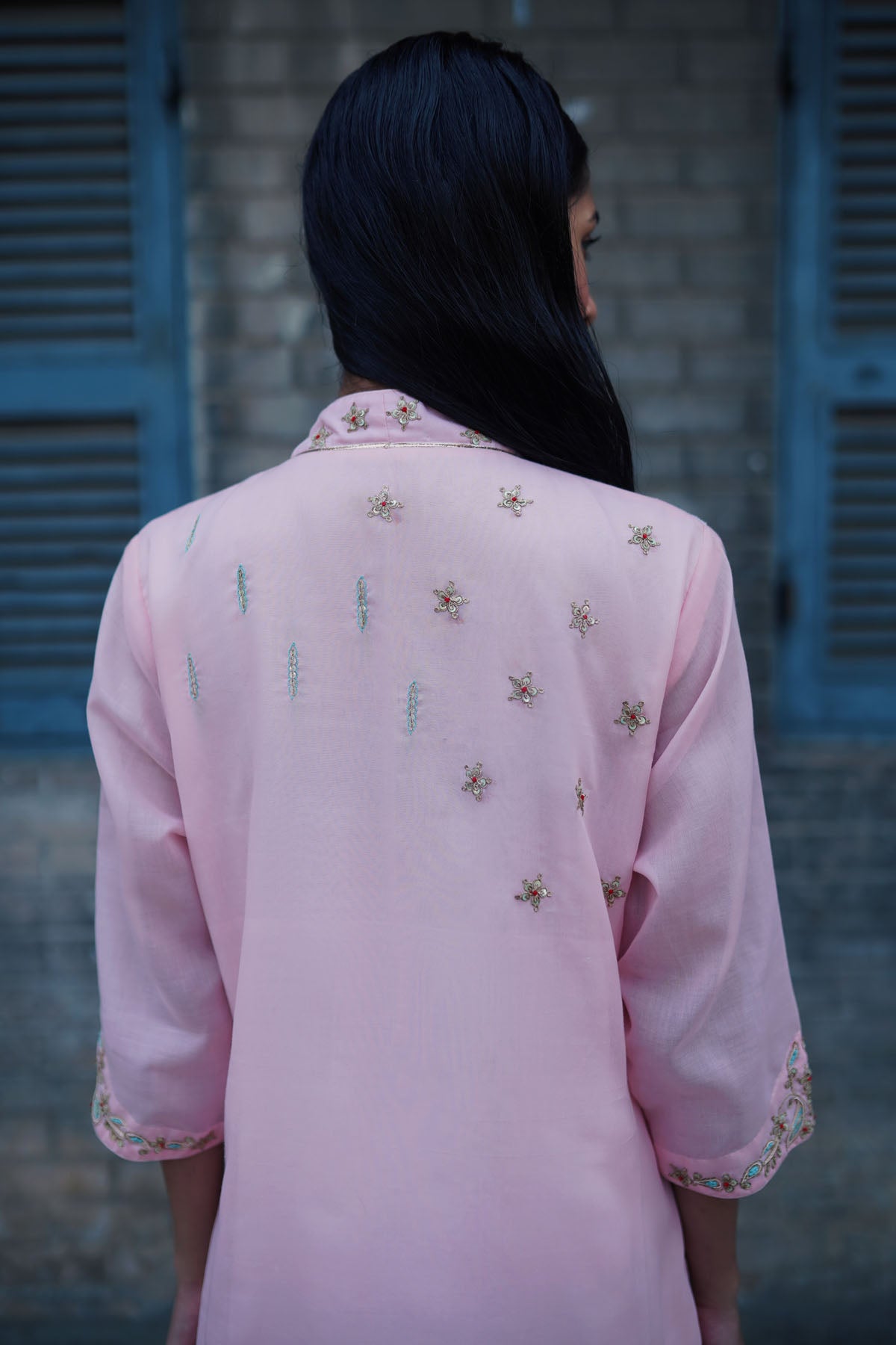 Pink Pearl Embroidered Kurti