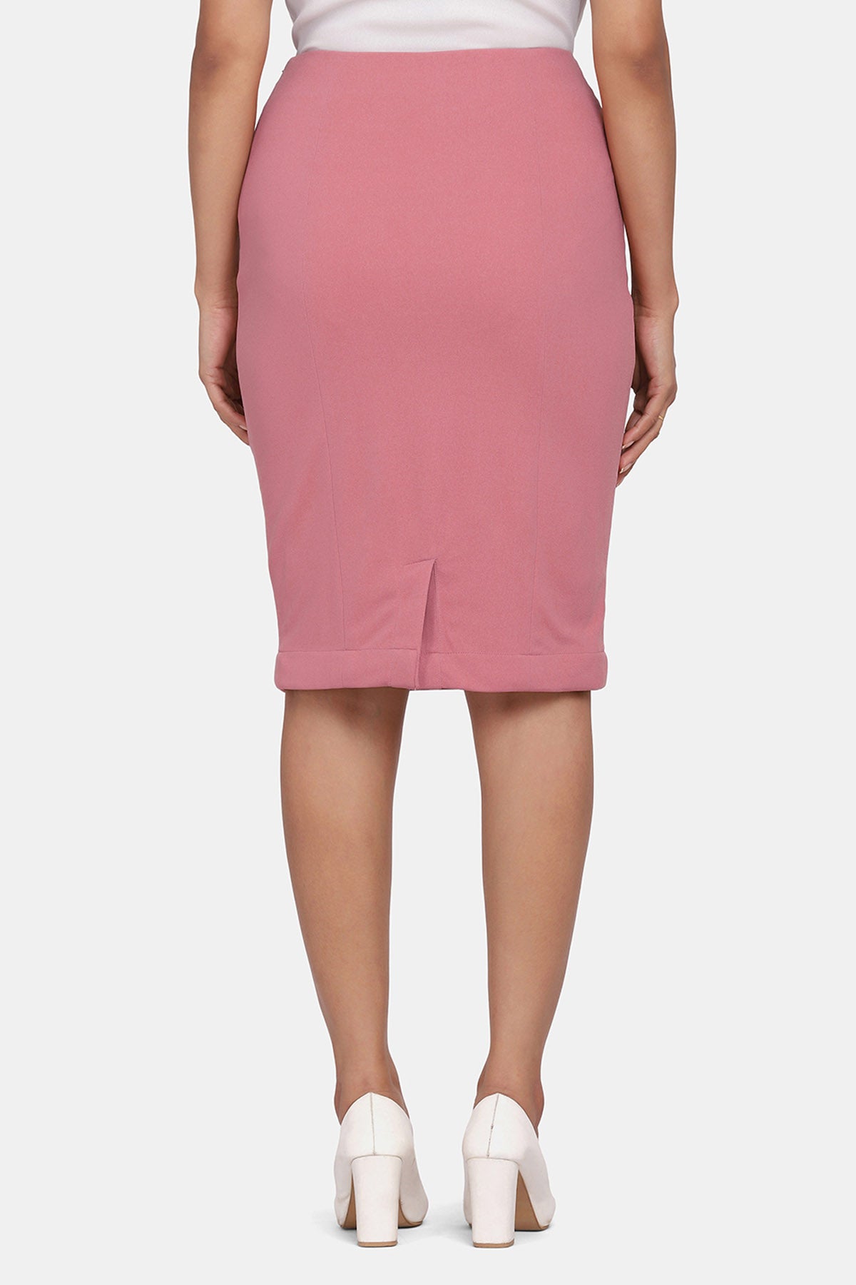 Pink Pencil Polyester Skirt