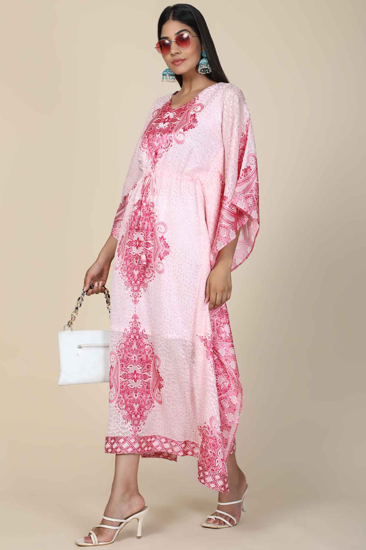 Pink Printed Kaftan