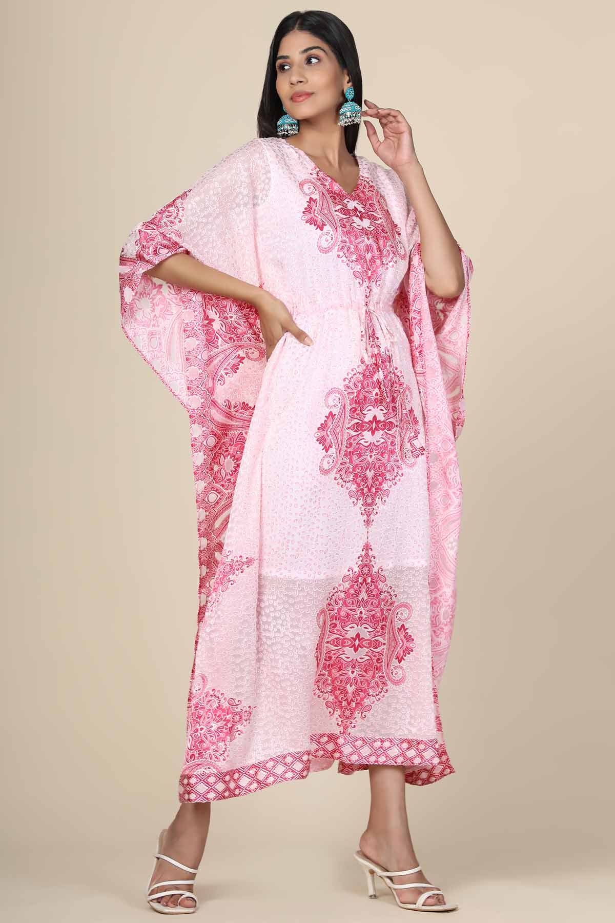 Pink Printed Kaftan