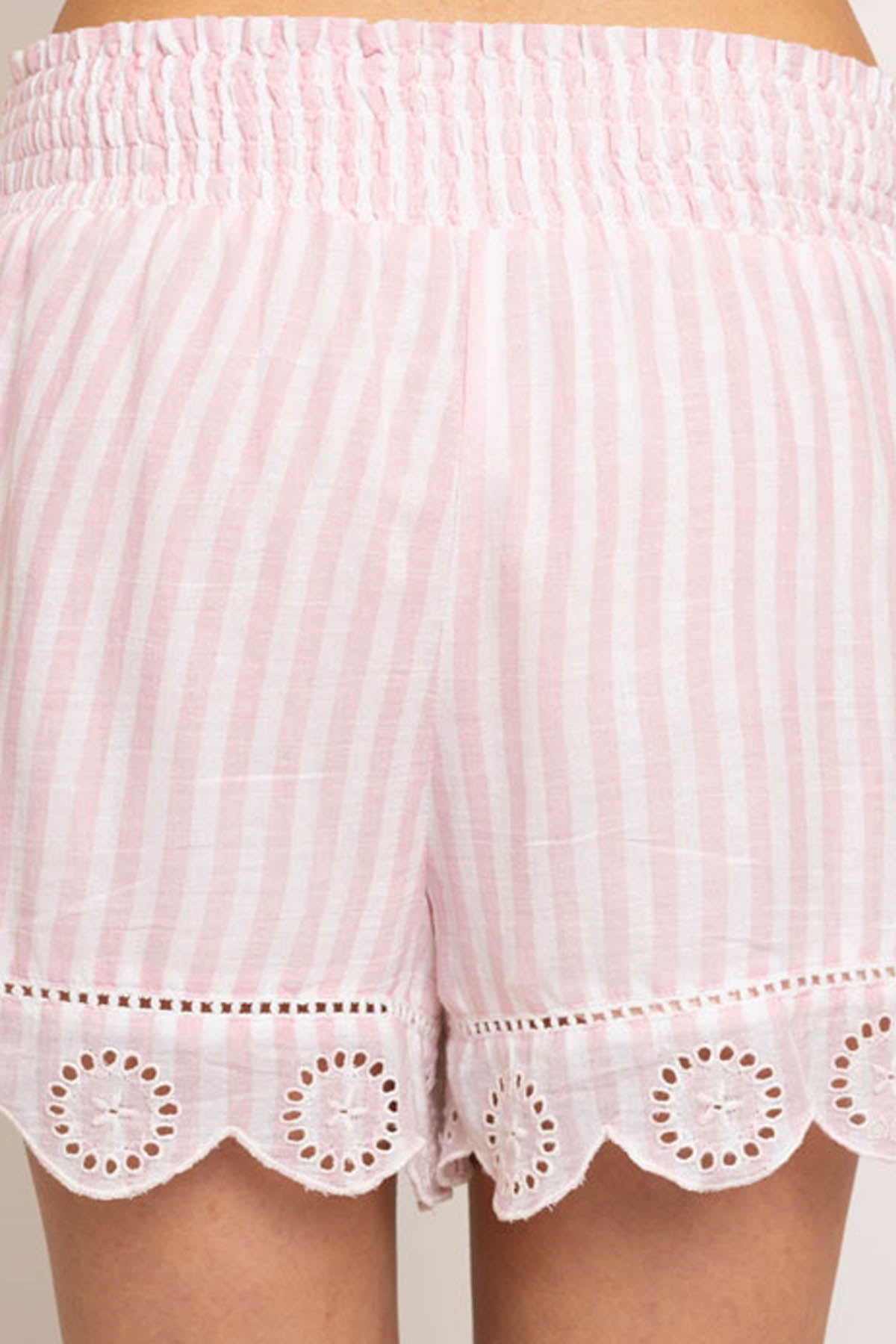 Pink Printed Striped Shorts