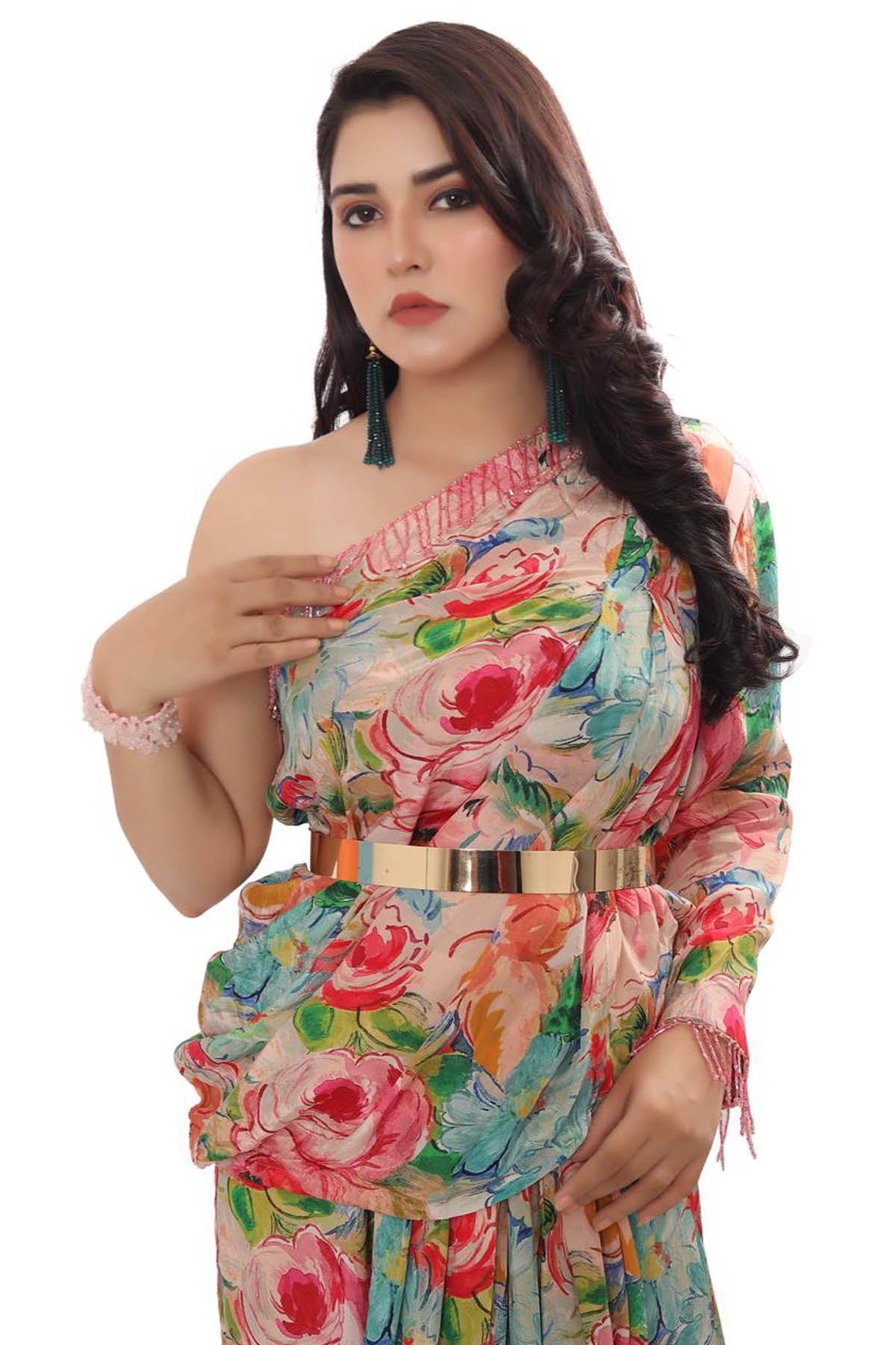 Pink Printed Top & Skirt Set