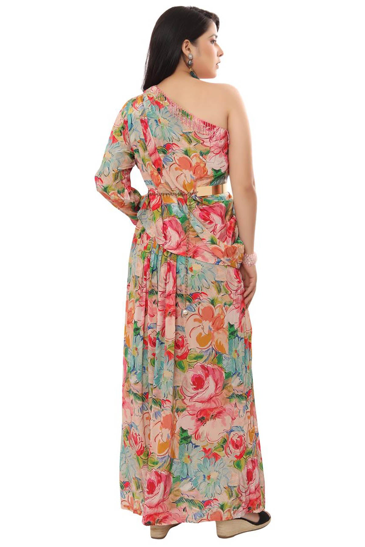 Pink Printed Top & Skirt Set