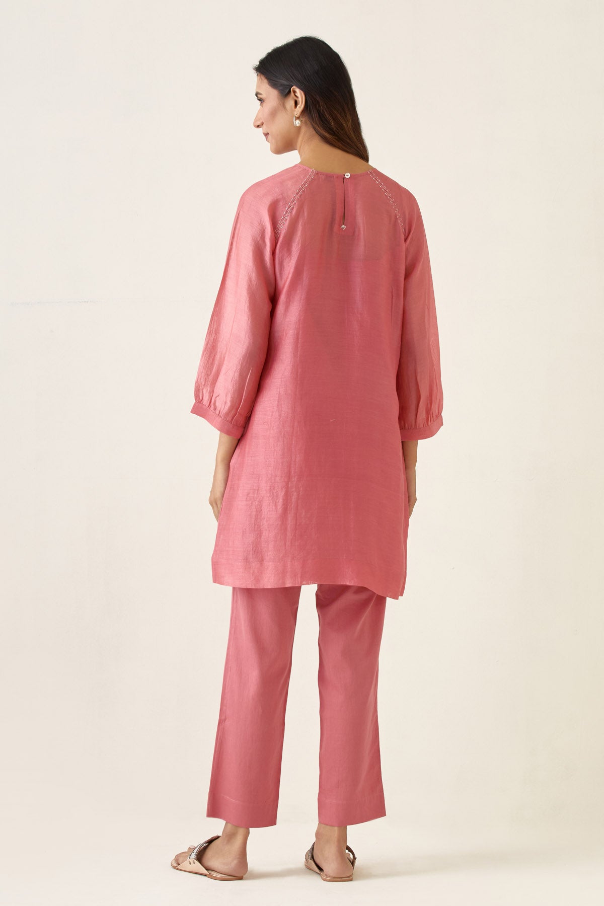 Pink Raglan Sleeve Kurta Set