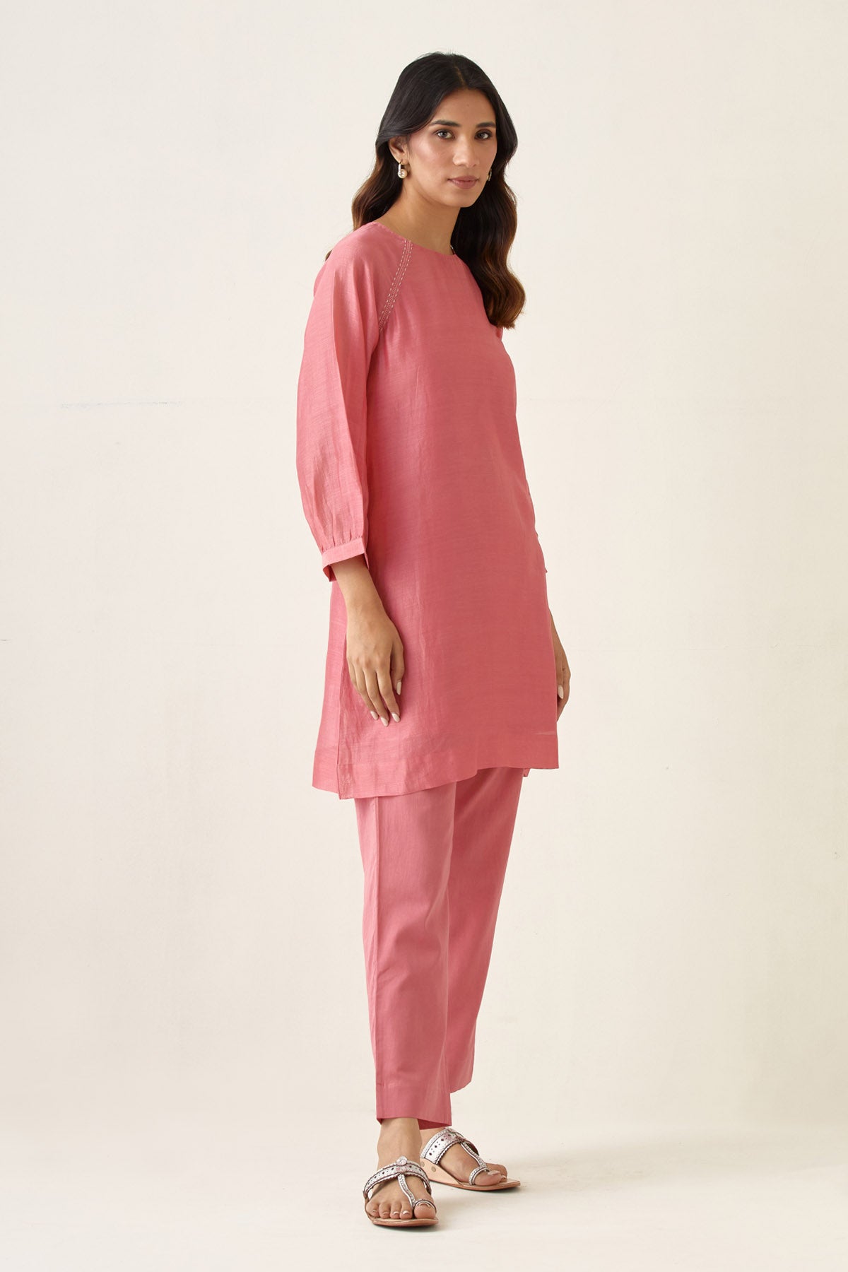Pink Raglan Sleeve Kurta Set