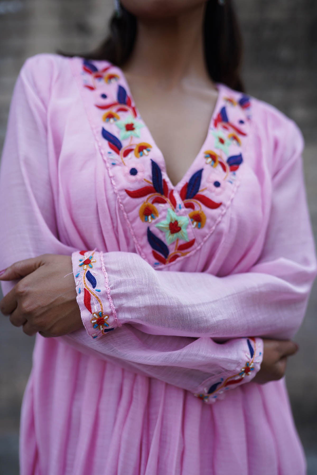 Pink Resham Embroidered Dress