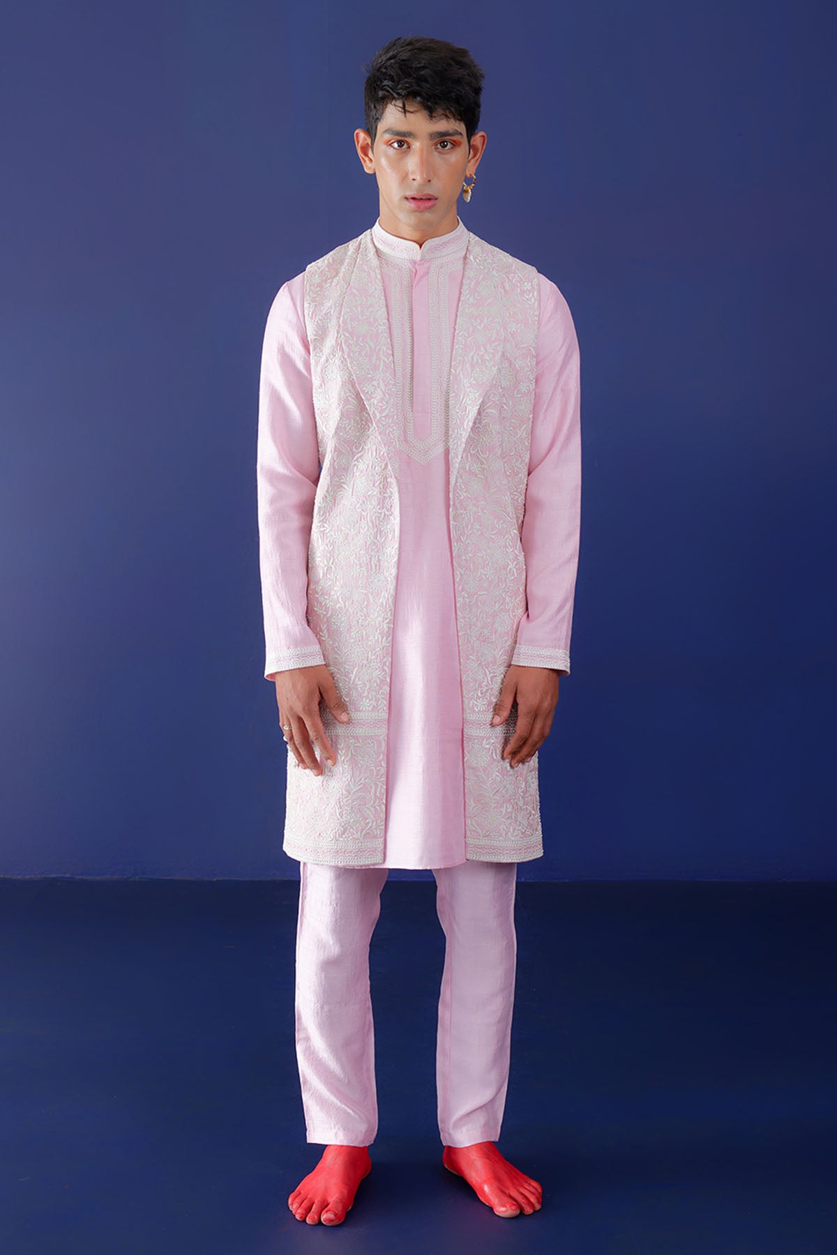 Pink Resham & Pearl Bundi