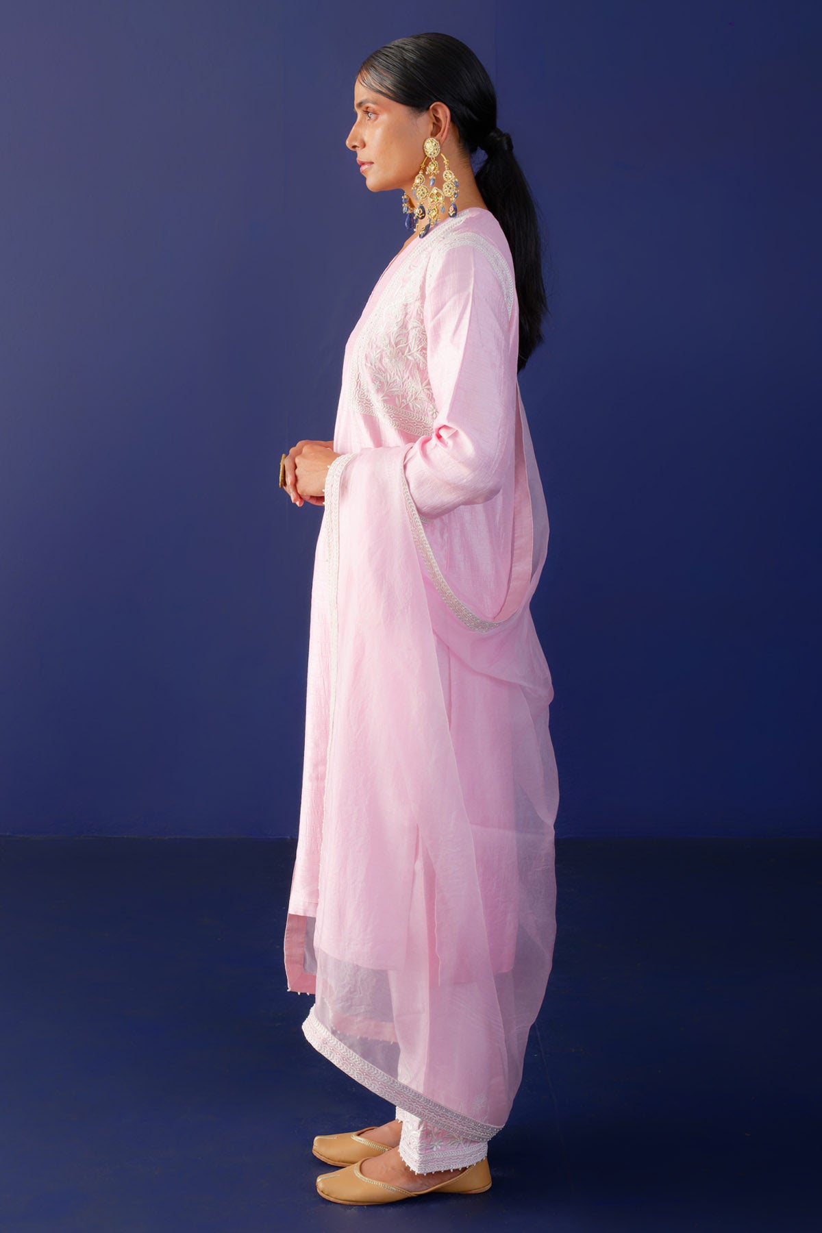 Pink Resham & Pearl Kurta Set