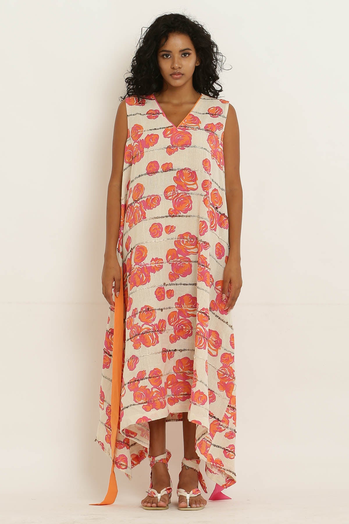 Pink Rose Printed Cotton Dress