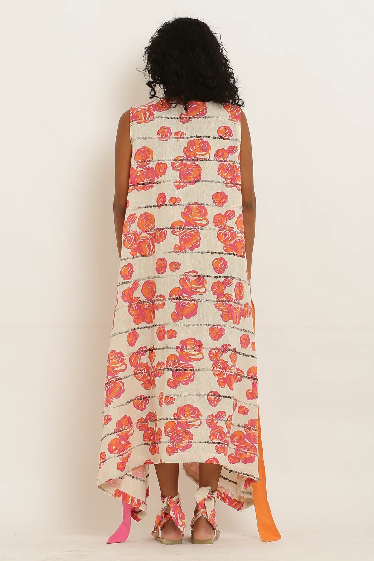Pink Rose Printed Cotton Dress