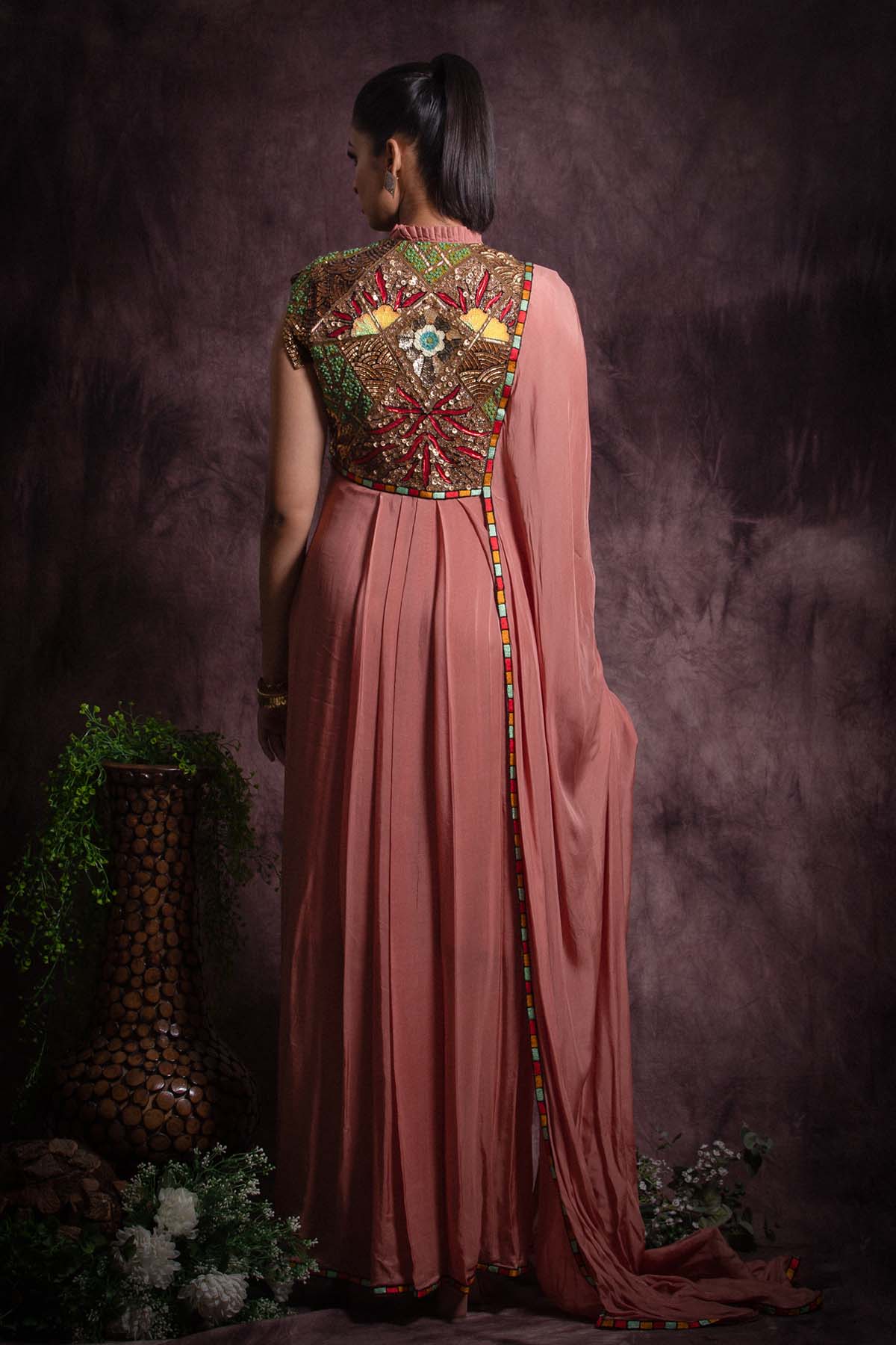 Pink Saree Draped Dress