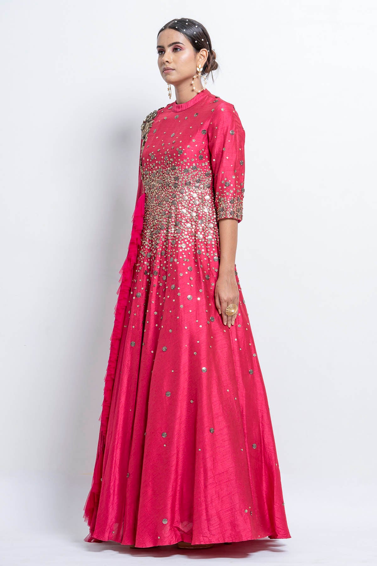 Pink Sequins Anarkali Dress