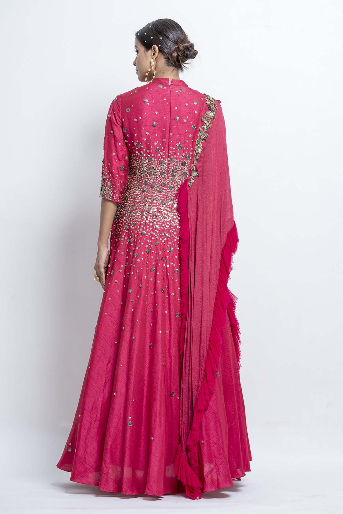 Pink Sequins Anarkali Dress