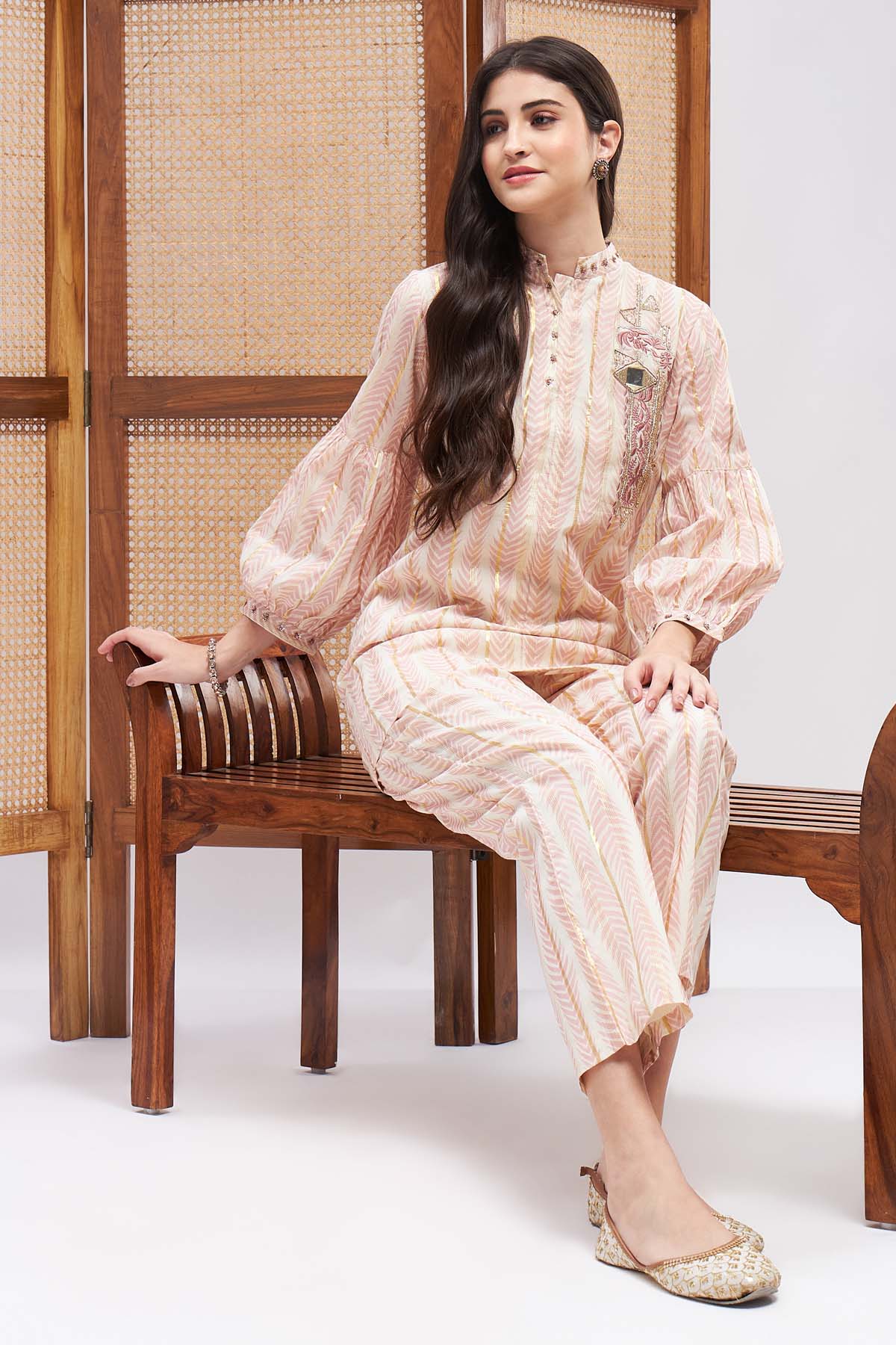 Pink Sequins & Mirror Kurta Set