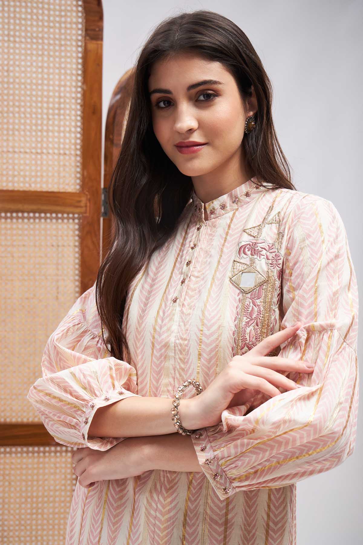 Pink Sequins & Mirror Kurta Set