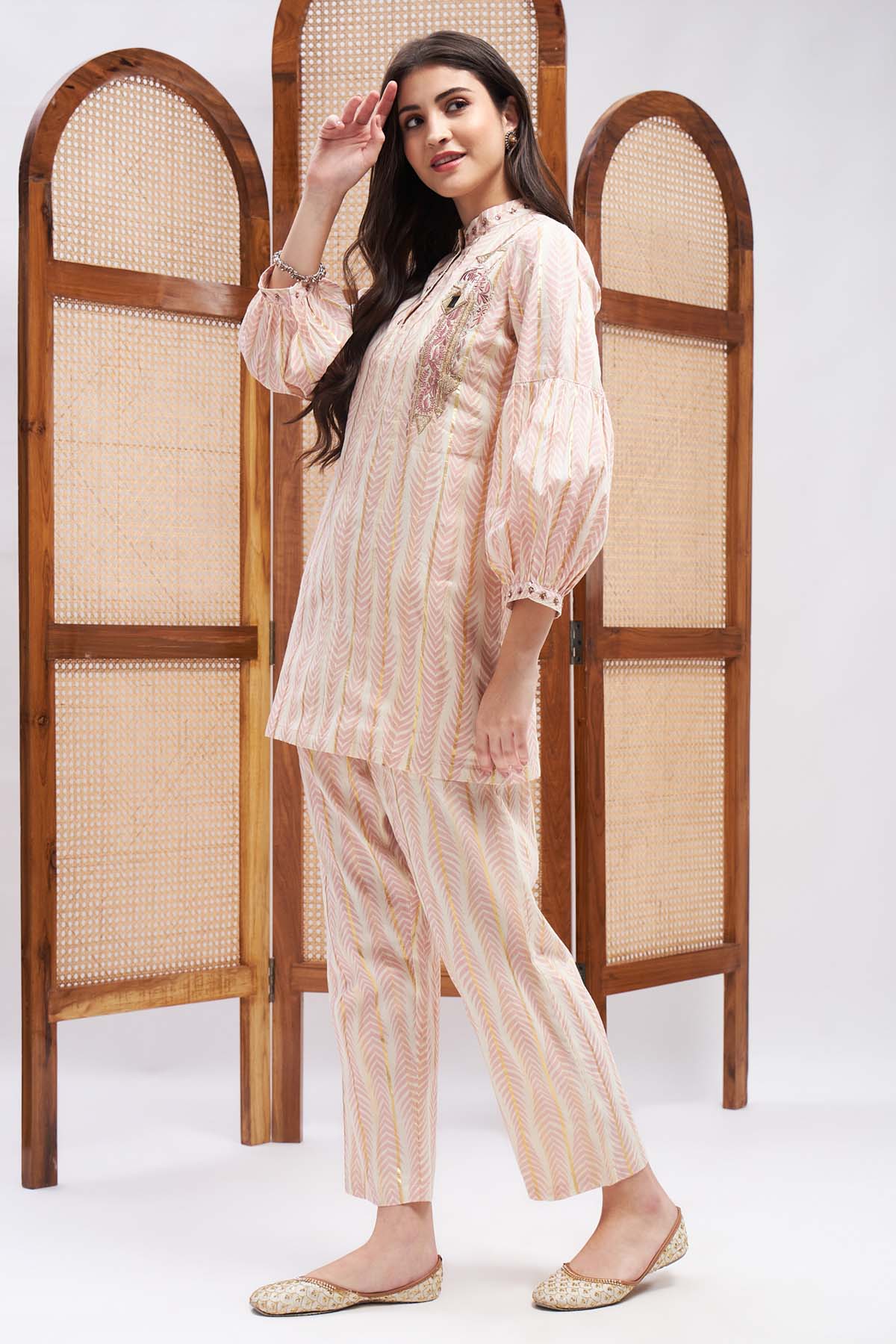 Pink Sequins & Mirror Kurta Set