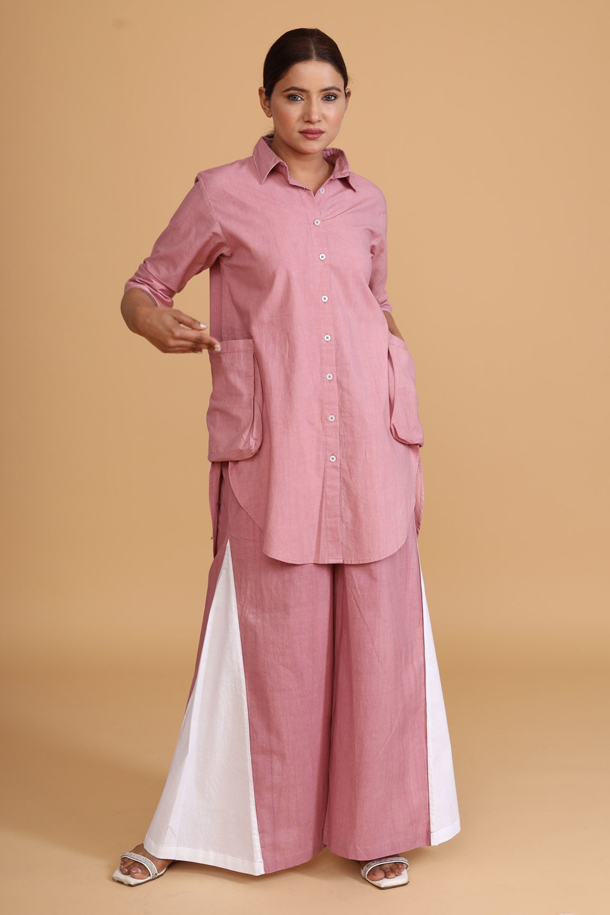 Pink Short Shirt Pocket Tunic