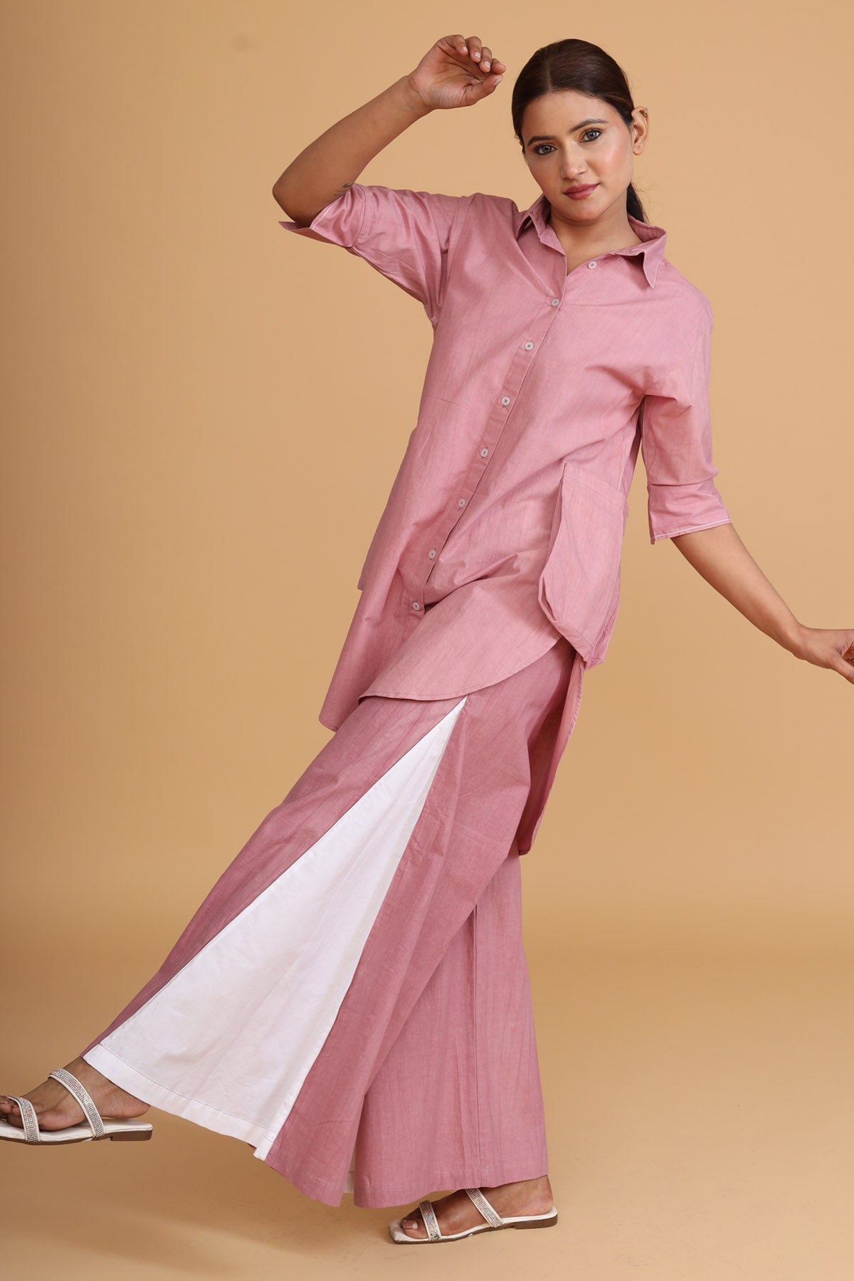 Pink Short Shirt Pocket Tunic