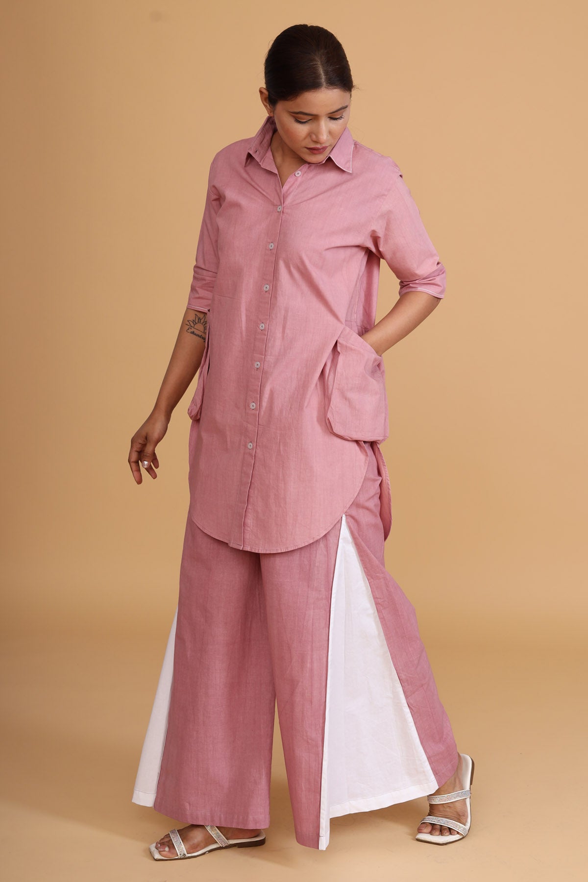 Pink Short Shirt Pocket Tunic