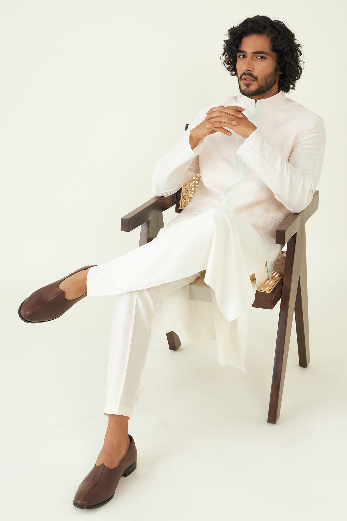 Pink Silk Jacquard Bundi Set