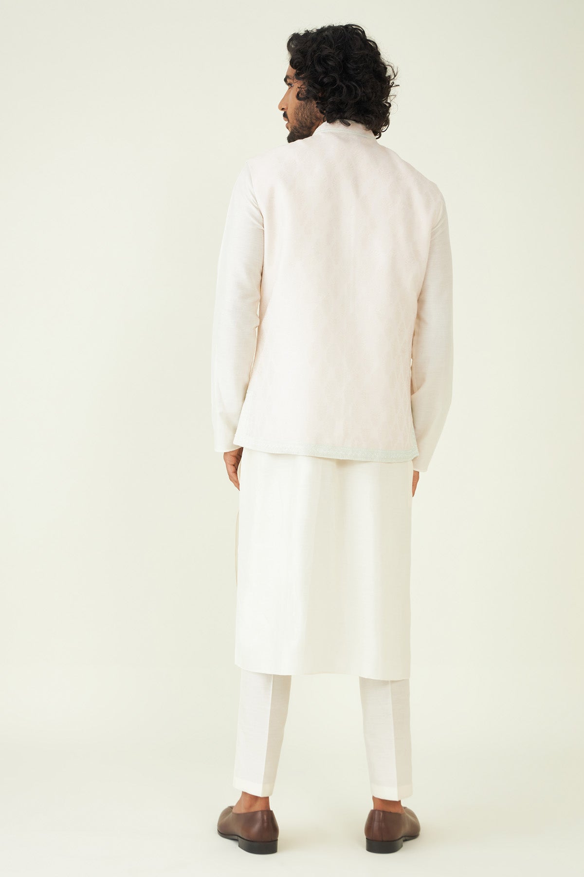 Pink Silk Jacquard Bundi Set