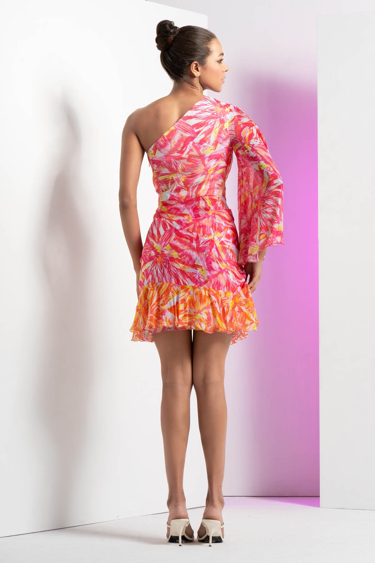 Pink Twisted Leaf Short Dress