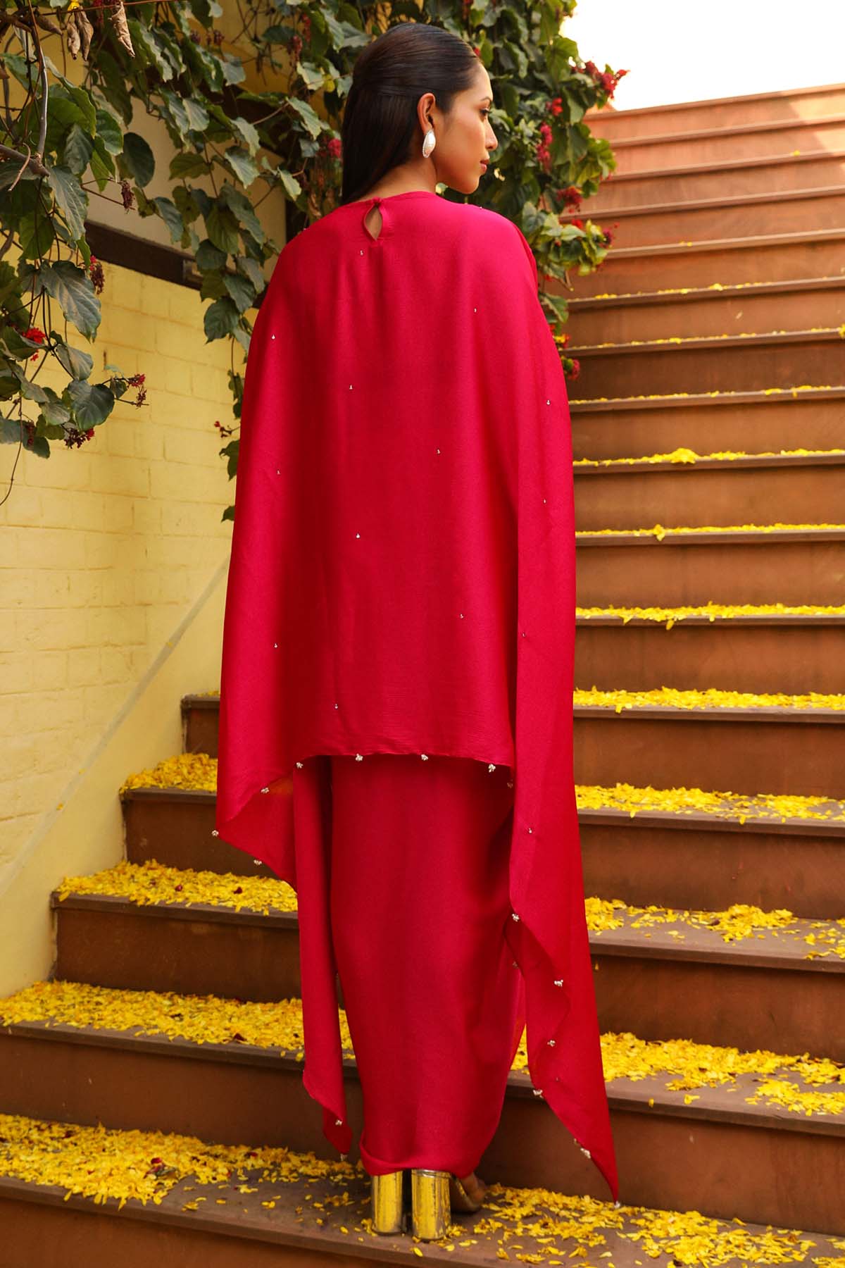 Pink Zardosi Short Kaftan Set