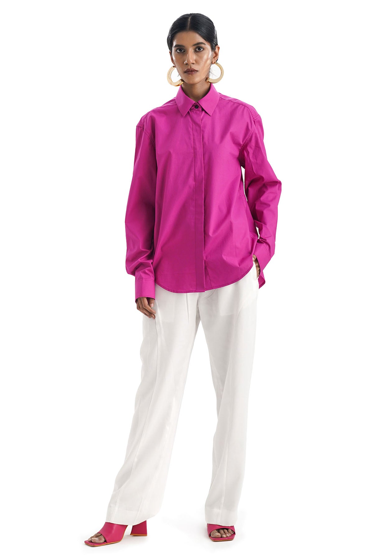 Buy Notre Ame Pink 100% Cotton Button Shirt For Women Online at ScrollnShops