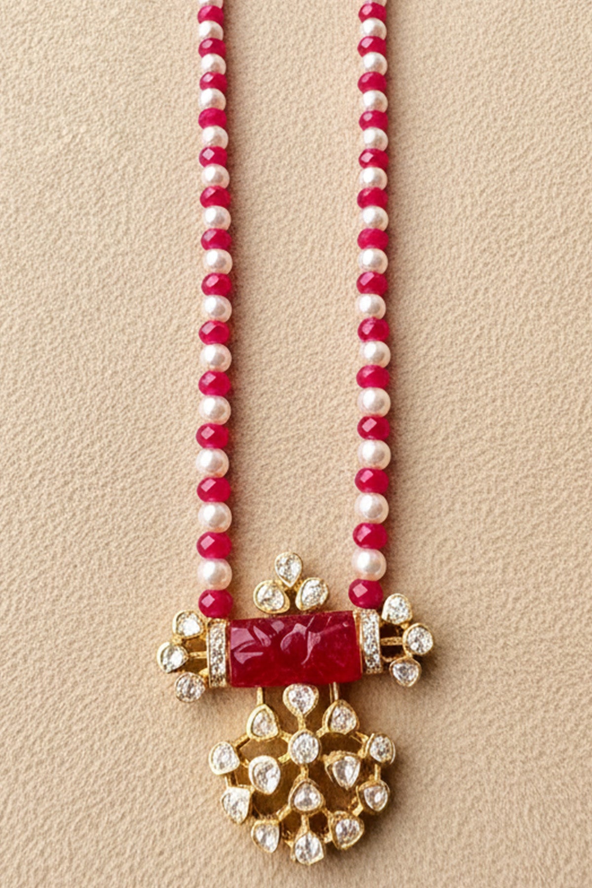 Buy Pink 925 Gold Plating Necklace Set for women by Sica online available at scrollnshops