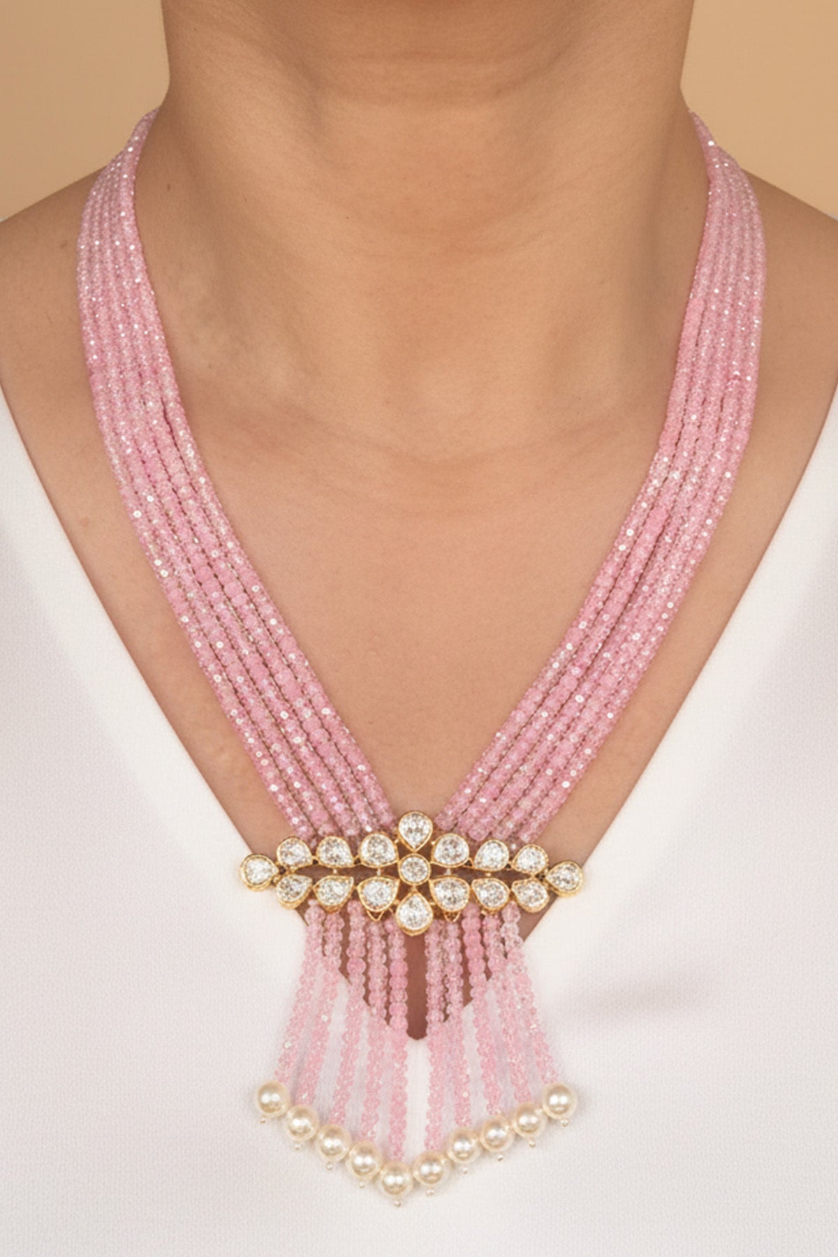 Buy Pink 925 Moissanite Necklace Set for women by Sica online available at scrollnshops