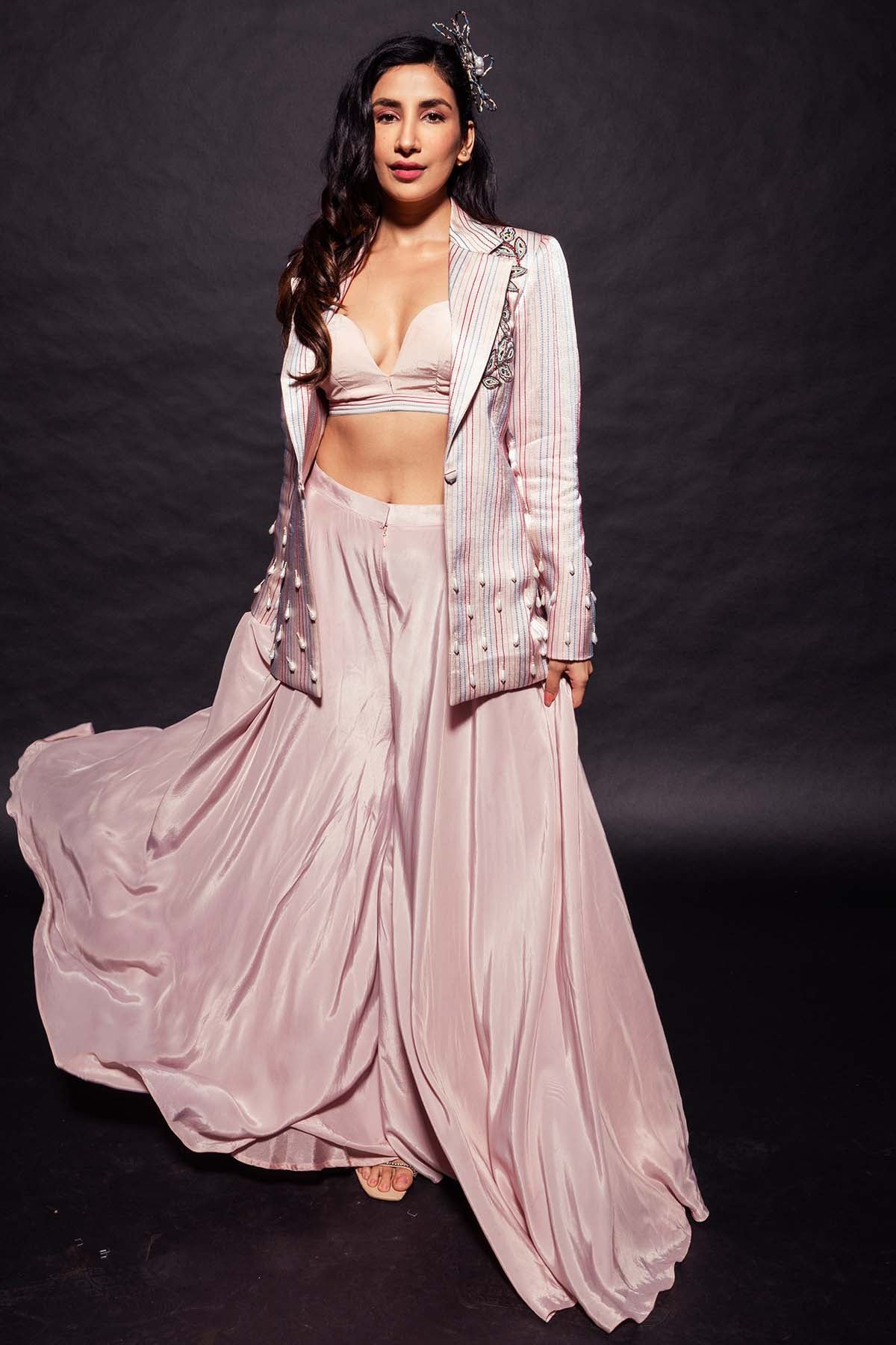 Pink Ajrakh Patchwork Jacket Set