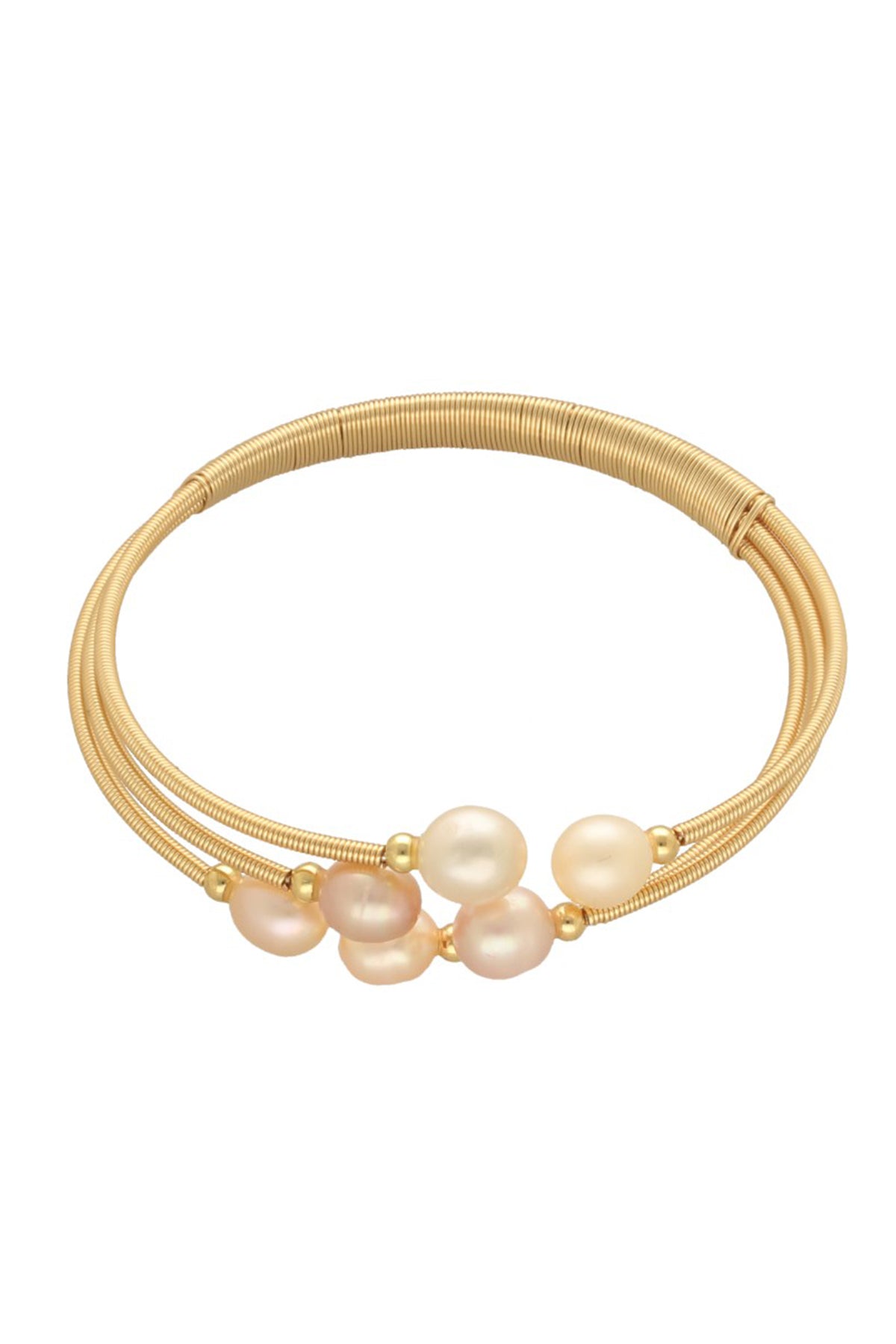 Pink Alloy Oval Pearl Bracelet