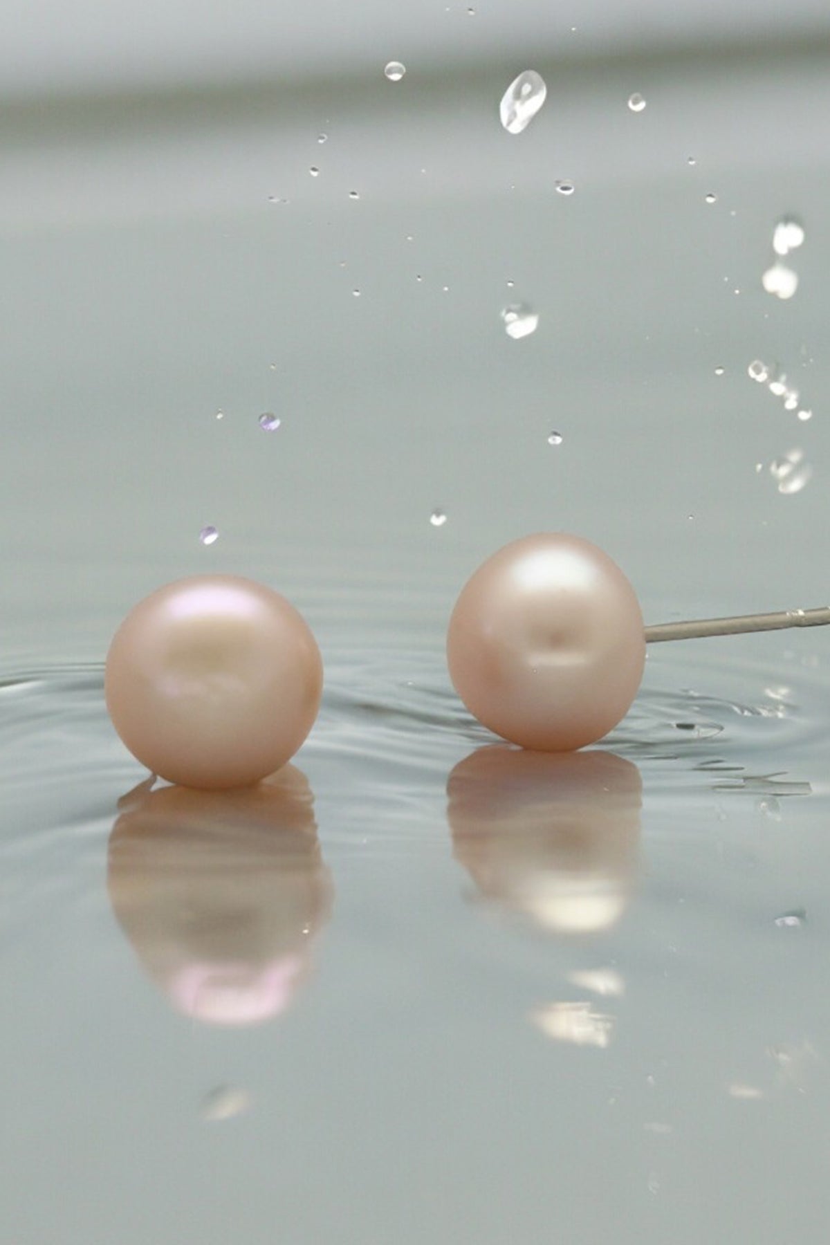 Pink Alloy Pearl Button Earring