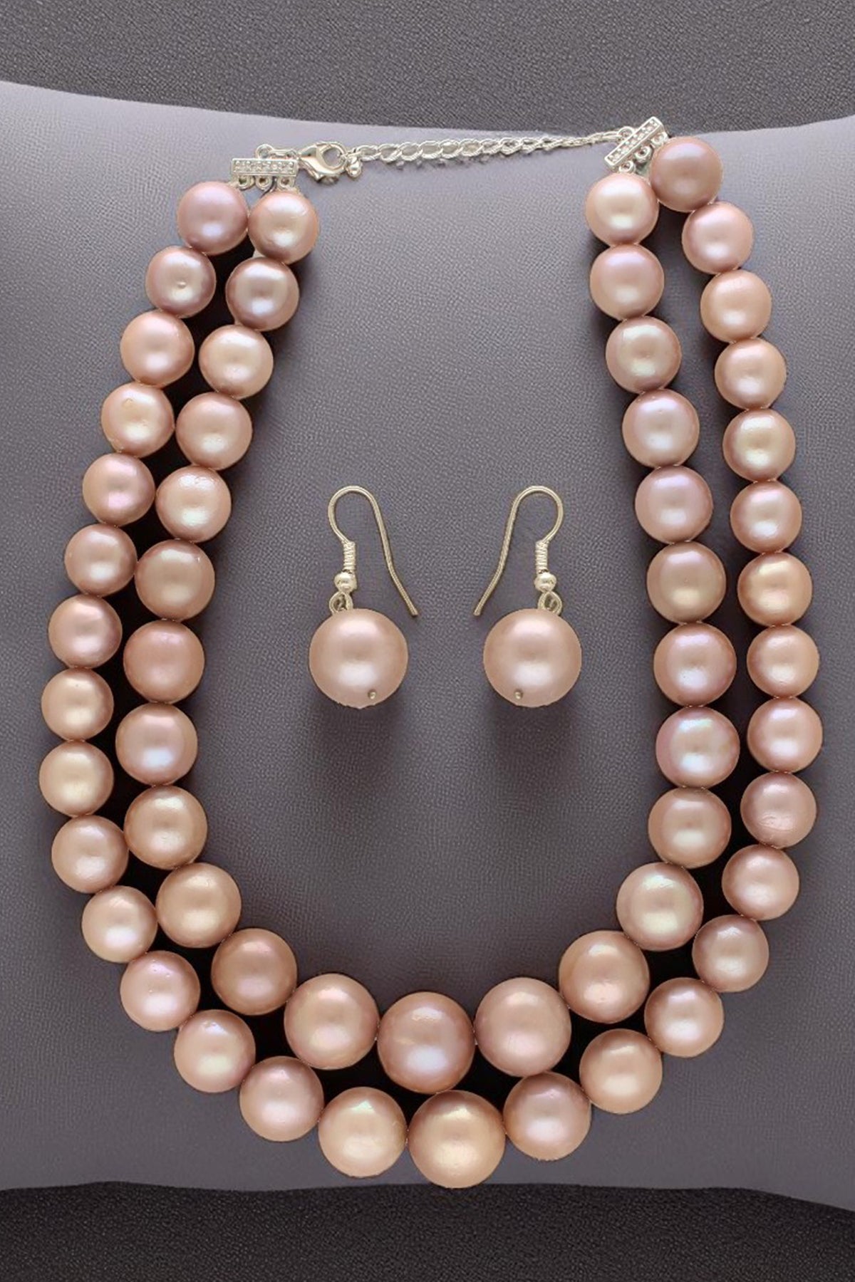 Pink Alloy Pearl Necklace Set