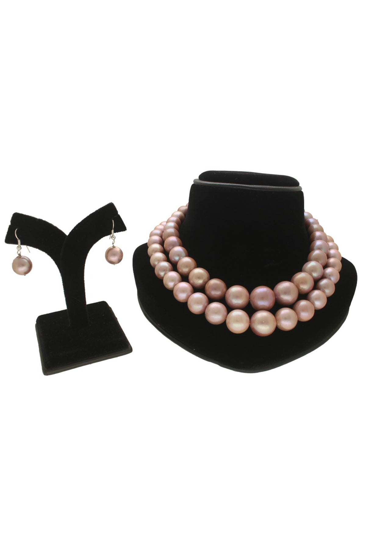 Pink Alloy Pearl Necklace Set
