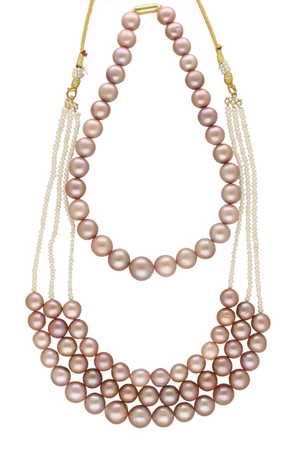 Pink Alloy Round Necklace Set