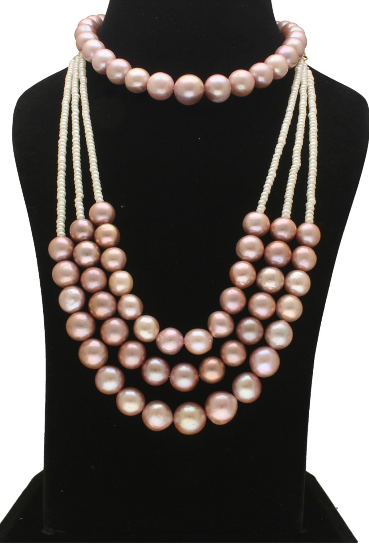 Pink Alloy Round Necklace Set