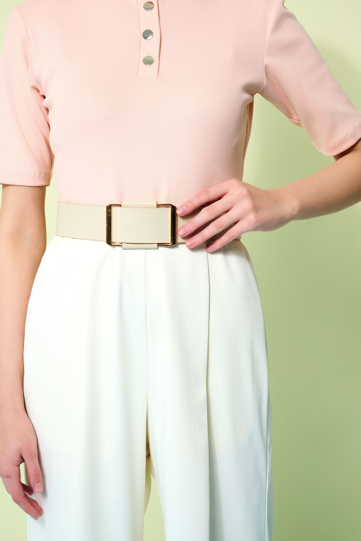 Pink And Ivory Jumpsuit & Belt