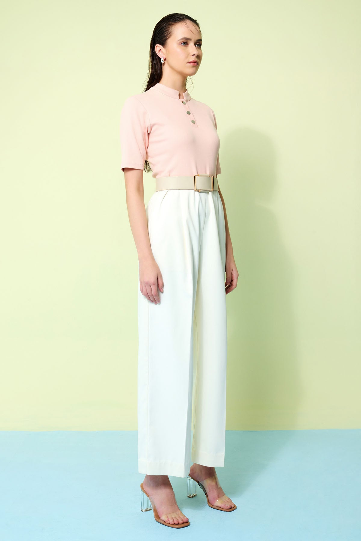 Pink And Ivory Jumpsuit & Belt